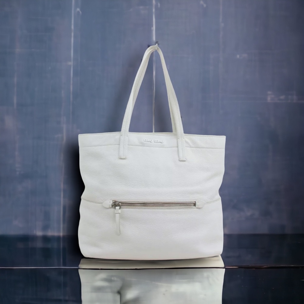 MIU MIU leather tote off-white large Spring/Summer very good condition #H103